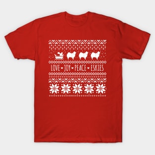 Eskies Christmas - American Eskimo Dogs T-Shirt